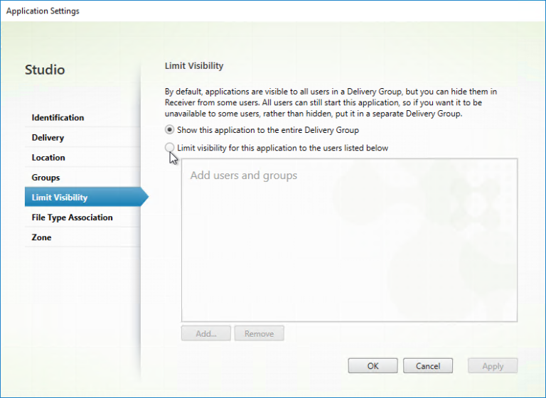 Publish application. Delivery Group Citrix.